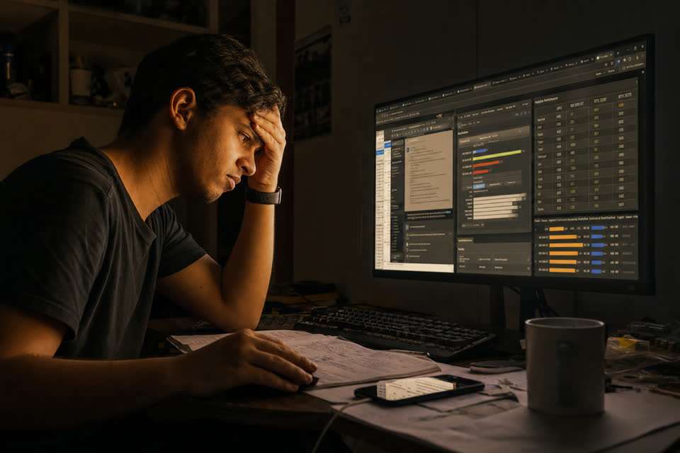 Pesquisa de hardware confusa com múltiplas abas abertas